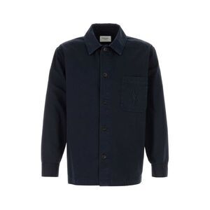 Saint Laurent Men Dark Blue Cotton Shirt